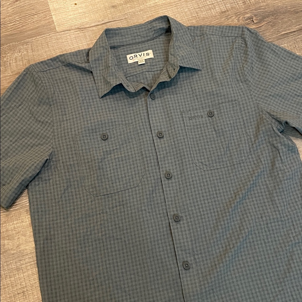 Orvis Blue Checkered Short Sleeve Shirt